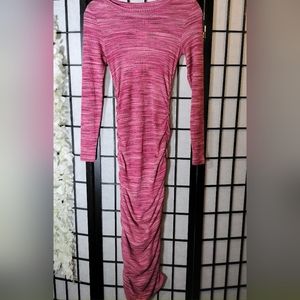 NWT And Now This Maxi Long Sleeve Ruched Sides Dress Pink Size Small